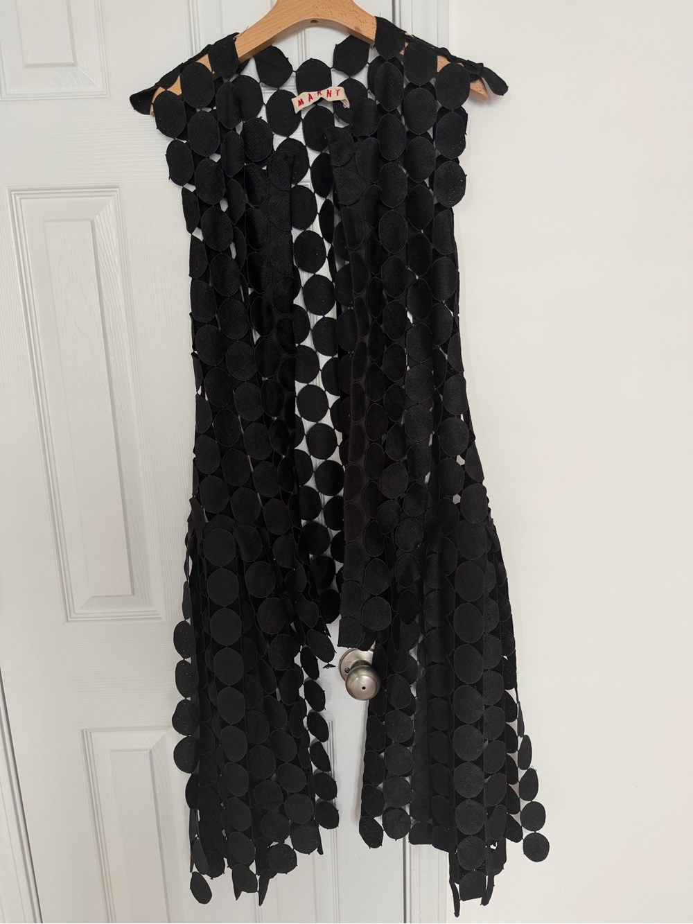 Marni Black cotton-blend circle guipure lace dolman peek-a-boo dress coat size36